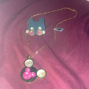 Mickey Mouse gold necklace set